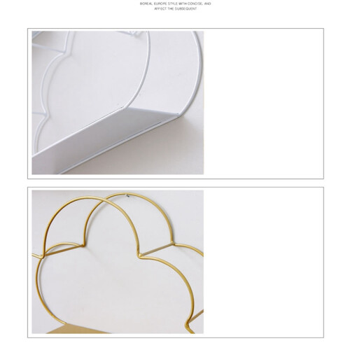 Nordic Style Wall-Mounted Wrought Iron Hook Display Rack Cloud-Shaped Bedroom Decoration Storage Rack,F 2