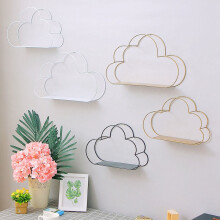 Nordic Style Wall-Mounted Wrought Iron Hook Display Rack Cloud-Shaped Bedroom Decoration Storage Rack,F