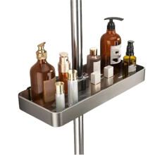 Bathroom Shower  Holder Wall Mounted No Drilling Required Shampoo Organizer Rack Integrated Design Storage Shelf