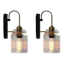 2X Nordic American Wall Sconce 85-165v Waterproof Clear Waves Glass Shade Decorative Wall Lamp