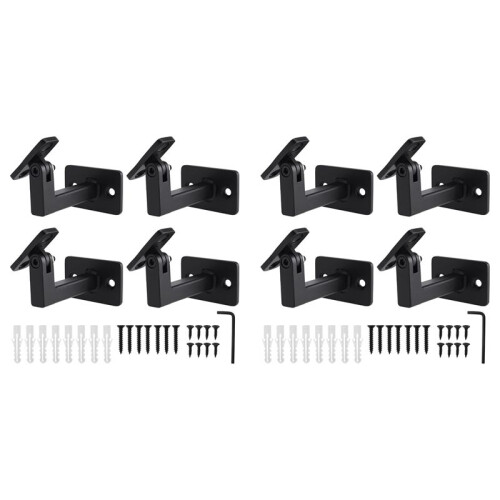 8 Pcs Adjustable Handrail Brackets, Stair Railing Brackets , Hand Rail Brackets for Stairs, Wall Mounted Brackets