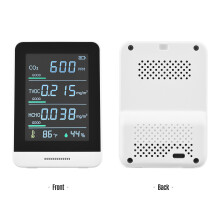 5-in-1 IR-Luftqualitätsmonitor CO2 TVOC HCHO Temp. Luftfeuchtigkeit, 1200mAh, Weiß
