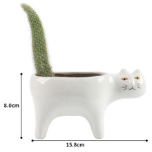 2X Mignon Chat en CéRamique Jardin Pot de Fleur Animal Image Cactus Plante JardinièRe Succulente Plante Conteneur DéCoration de Table Blanc