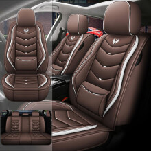 Leather Car Seat Covers for VW ID.4 20212025, Brown Full Set Waterproof Breathable AntiSlip Design