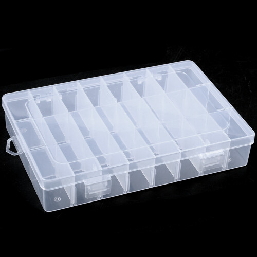 24 Compartment Slot Storage Box Practical Adjustable Plastic Case For Bead Rings Jewelry Display Organizer Storage Box Tool Container 1