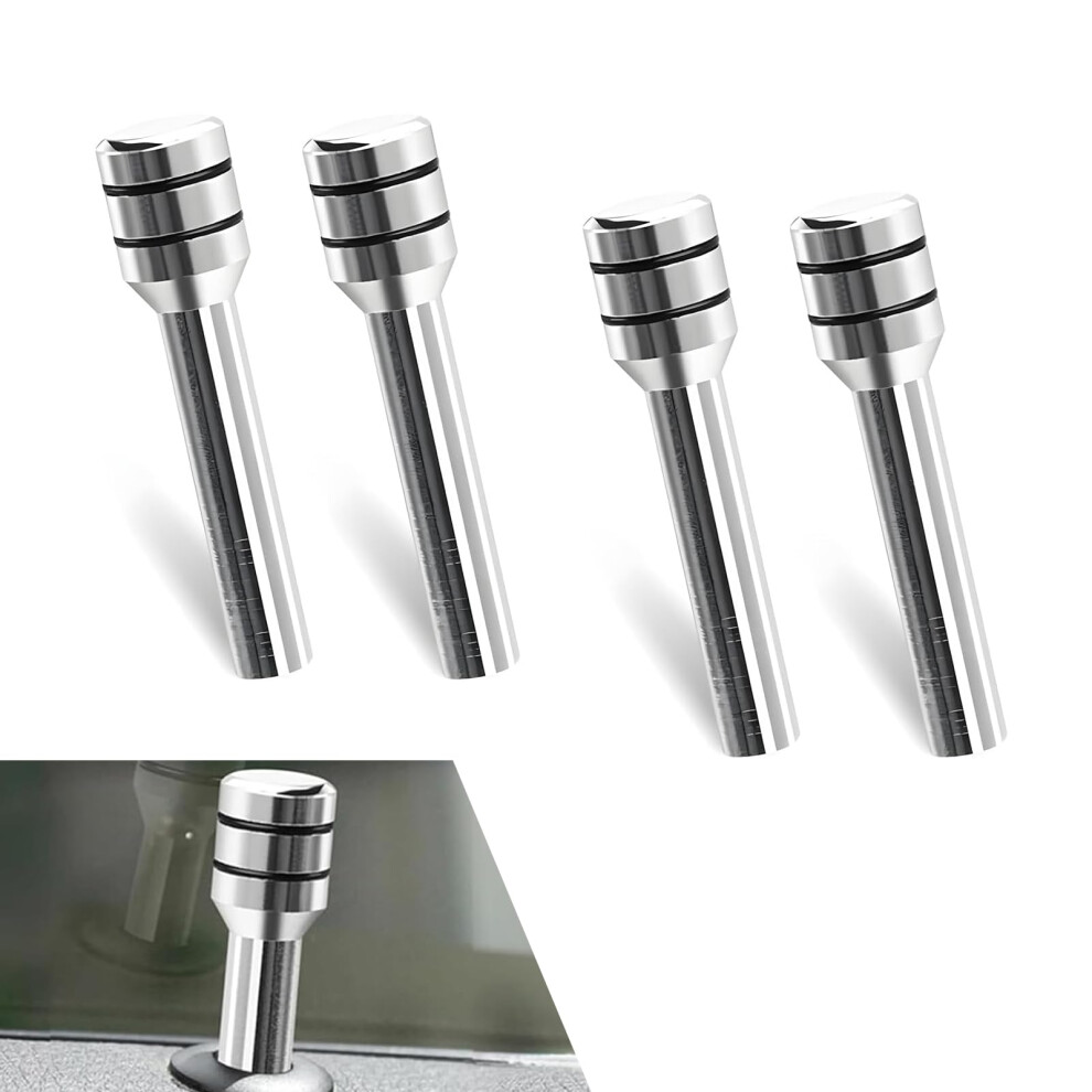 4 Pcs Universal Car Door Lock Knobs Rustproof Alloy Pull Pins Replacement For Cars Trucks Suvs Silver 9330225967507