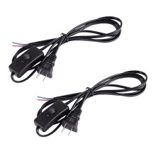 2X US Plug 1.8M Power Cord /Off Button AC110V 3A AC250V 6A Black