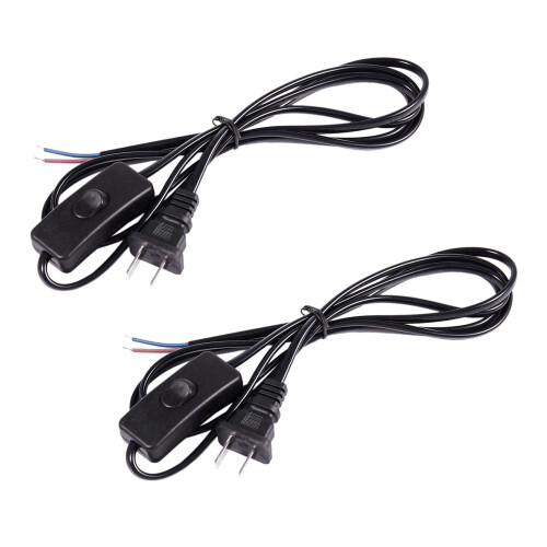 2X US Plug 1.8M Power Cord /Off Button  AC110V 3A AC250V 6A Black 1