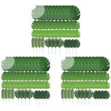 120 Pcs 6 Kinds Artificial Leaves Tropical Plant Leaves Faux Monstera Leaves Stems for Hawaiian Luau Party