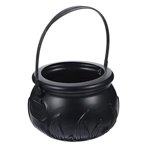 2X Black Cauldron Kettle Plastic Witch Kettle St Patricks Cauldron Wizard Witch Cauldron Decoration Candy Kettle Bucket 2