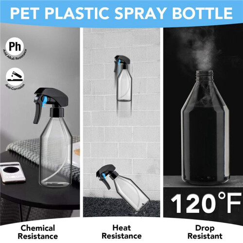 Plastic Spray Bottles for Cleaning Solutions,10OZ Reusable Empty Container with Durable Black Trigger Sprayer, 9Pack