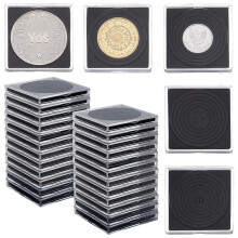 50 Pcs Clear Square Silver Dollar Coin Holder with Adjustable Gasket for Collectors