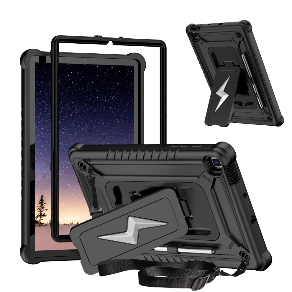 Case For Samsung Galaxy Tab S6 Lite 10.4, Rugged Shockproof Protective Cover With Kickstand And Shoulder Strap Black 9073542690382