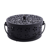 3X Nordic Retro Metal Hollow Floral Mosquito Coil Holder Garden Burner Mosquito Repellent Box(Black)