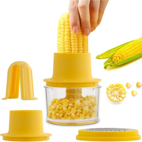 Corn Cob Stripper, Corn Peeler From Corn  the Cob, Quick Corn KernelCutter Tool, with Bowl & Safety Handle 1