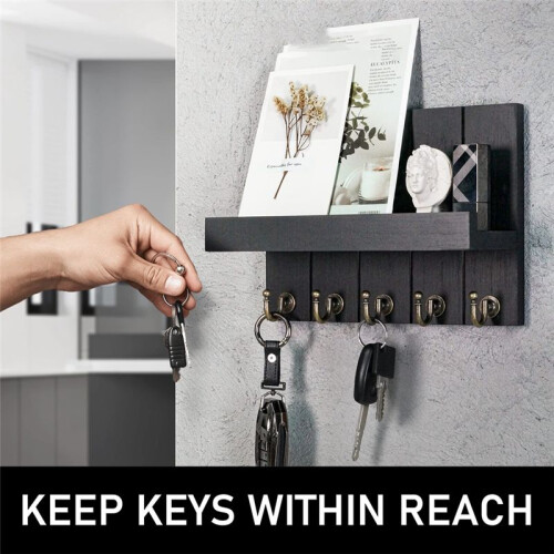 Key Storage Hook, Wall Mounted Holder for Handbag and Hat, Black 2