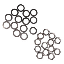 M9 Female Thread Metal Nut Washer Kit for Electric Guitar Bass, Gun Black