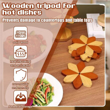 Wooden Trivets for Hot Dishes, Set of 3 Heat-Resistant Coasters Trivets Kitchen Wooden Tree Coasters for Hot Bowl&Teapot