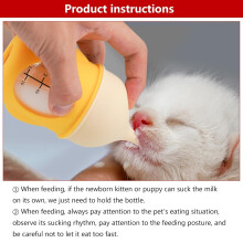 Biberones para Cachorros, Biberones para Gatitos, Biberón para Mascotas, Amarillo, 80 Ml, Biberón de Silicona.