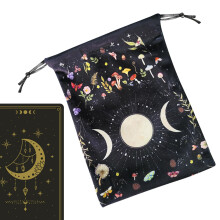 Tarot Card Bag Moon Phase Linen Pouch with Soft Drawstring Closure for Jewelry and Tarot Tools