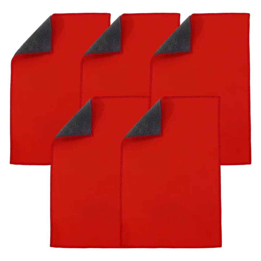 6 Pcs Car Cleaning Towel Set, Ultra Soft Scratch Doublesided Microfiber Car Wash Cloth 30X40cm Red/Gray 9771547550396