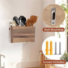 Extra Large Wooden Kitchen Utensil Holder Organizer - 3 Compartment Utensil Holder, Farmhouse Wooden Spoon Organizer