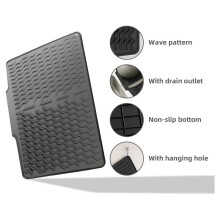 Dish Drying Mats for Kitchen Counter, Silicone Dish Drying Mat ,Heat Resistant Mats for Countertop(15.6" X 13", Black)
