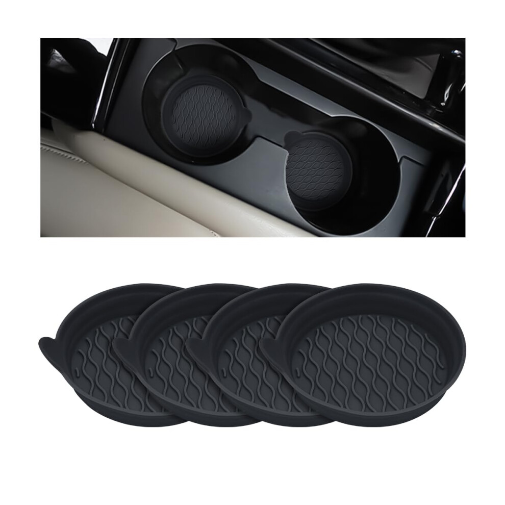 4Pcs Car Cup Holder Coasters Nonslip Silicone Inserts Spillproof Waterproof Mats Universal Fit Black 9330225968139