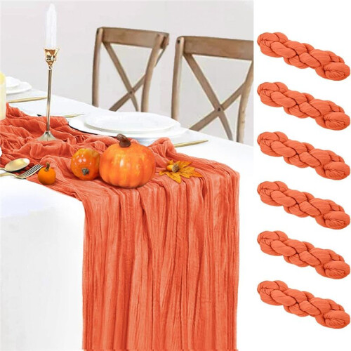 6 Pack Orange Cheesecloth Table Runners Gauze Table Runners 10 Feet Long Translucent 1