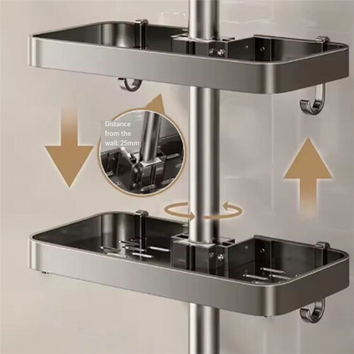 Bathroom Shower  Holder Wall Mounted No Drilling Required Shampoo Organizer Rack Integrated Design Storage Shelf 2