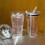 Bicchiere di Plastica Rosa da 450 Ml, Trasparente, con Cannuccia e Coperchio, per Bevande al Latte e al Caffè, per Casa e Viaggio 4