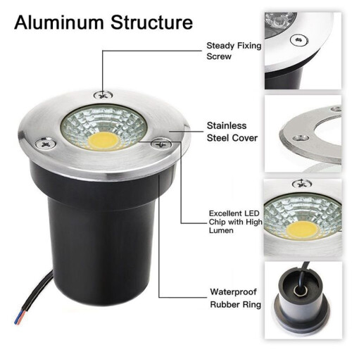 8Pack 3W Underground Garden Path Spotlights Embedded Underground Lights 85-265v Waterproof Garden Underground Lights 2