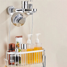 Shower Hanging Organizer Shower Basket with Hooks Storage Shelf No Drilling Shower Rack for Shower Faucet or Bar Black