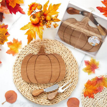 Pumpkin Cheese Board Fall Party Favors Small Thanksgiving Wood Cheese Board for Kitchen Decoration Party Favor(2 Sets)