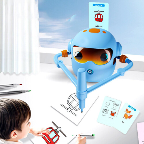 Drawing Robot with 100 Cards, Interactive Kids Art Robot, STEM Educational Toy with USB Charging 1