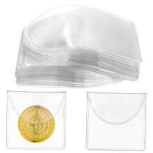 150pcs Transparent PVC Coin Holders Sleeves with Quick Flap Closure, Dustproof Clear Protection for Display