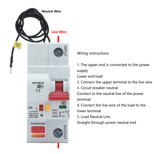 WiFi 1P Smart Circuit Breaker Bluetooth Remote Switch Flame Retardant AC 2