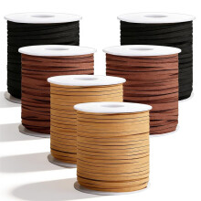6 Rolls Flat Leather Cord String, Suede Leather Shoe Laces for Boots, Leather-Strips for Jewelry Making, Bracelets