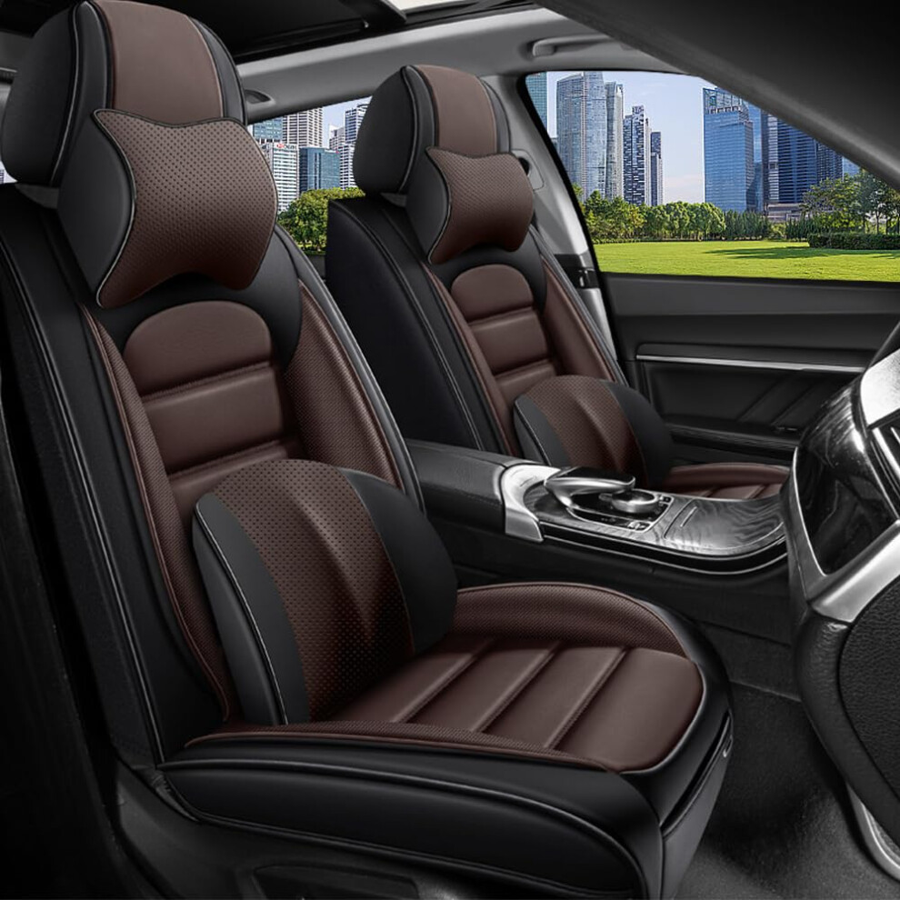 Leather Car Seat Covers For Toyota Prius V 20122017 Waterproof Durable Set With Pillows And Coffee Black 9092120174397