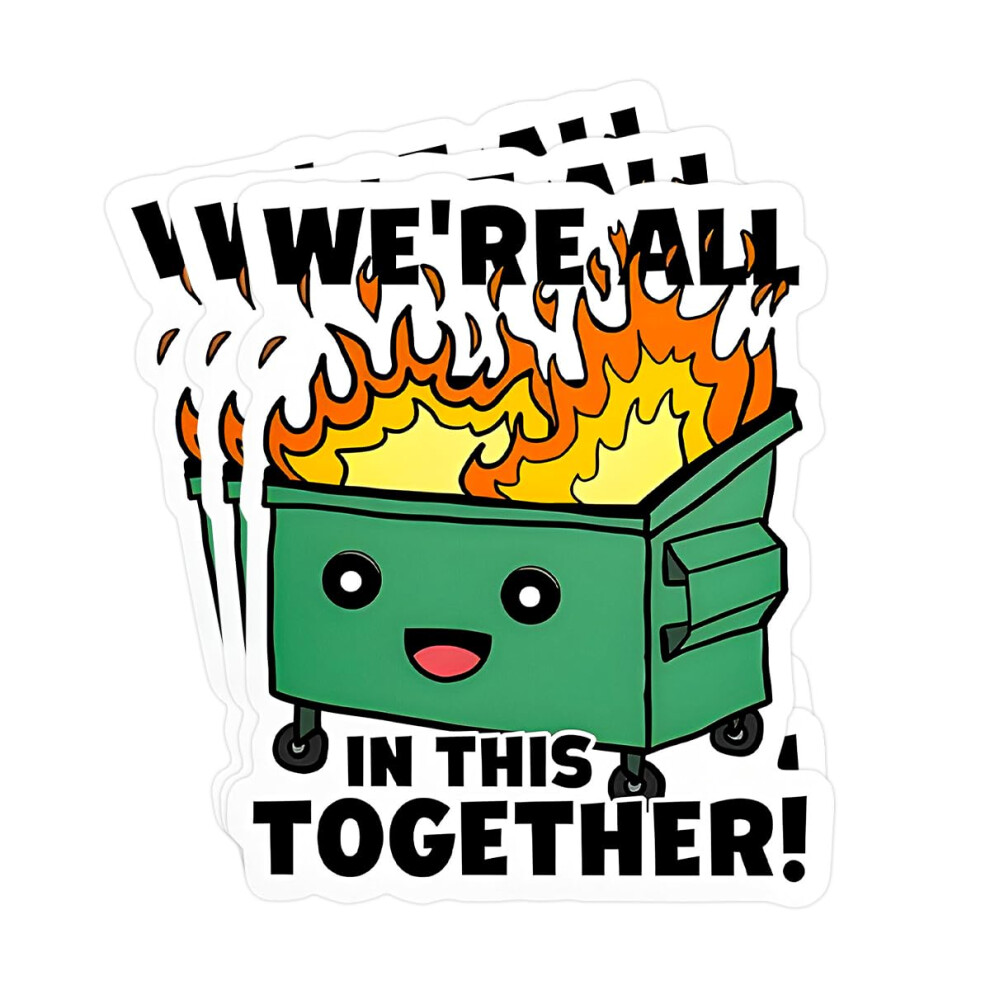 3Pcs Funny Dumpster Fire Sticker Set 4X4 Waterproof Vinyl Car Laptop Decal With Fade Resistant Print 9330225968818