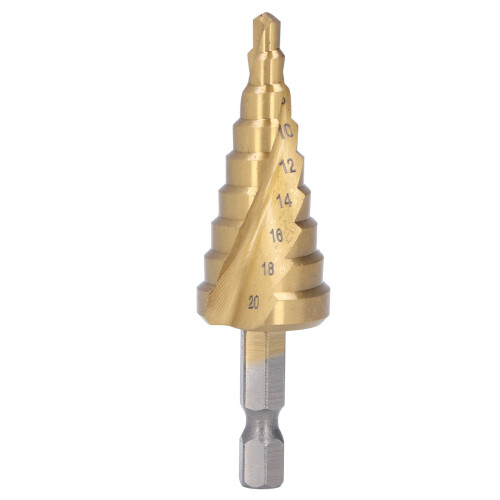 High Speed Steel Step Drill Bit 4-20mm Spiral Flute Cone Centering Tool 1