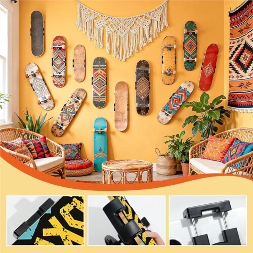Support Mural pour Planches de Skateboard, Rotation à 360, Support Mural Universel Flottant pour Skateboards. 2