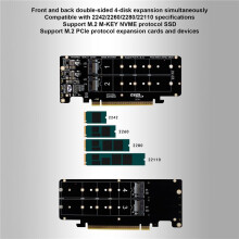 3X PCIE X16 to M.2 M-Key NVMEx4 SSD 2U Server Riser Card Double-Sided 4-Disk NVME PCI-EX16 Split Card