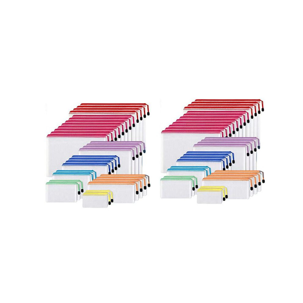Mesh Zipper Pouch 60Pcs Waterproof Zipper Bags Document Pouch For Organizing School Supplies, Office Appliances 6033418186343