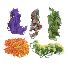 5Pcs Artificial Rattan Reptile Habitat Plants, Plastic Hanging Decor