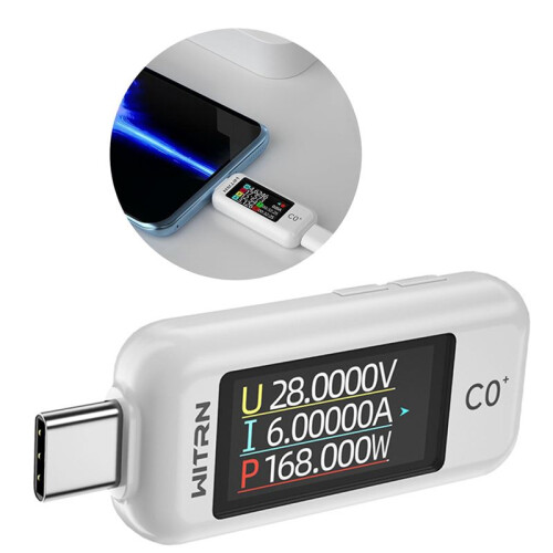 WITRN Precisions USB USB C Charging Detectors 3.1 Compliant Voltages and Current Display Meter C0+ 2