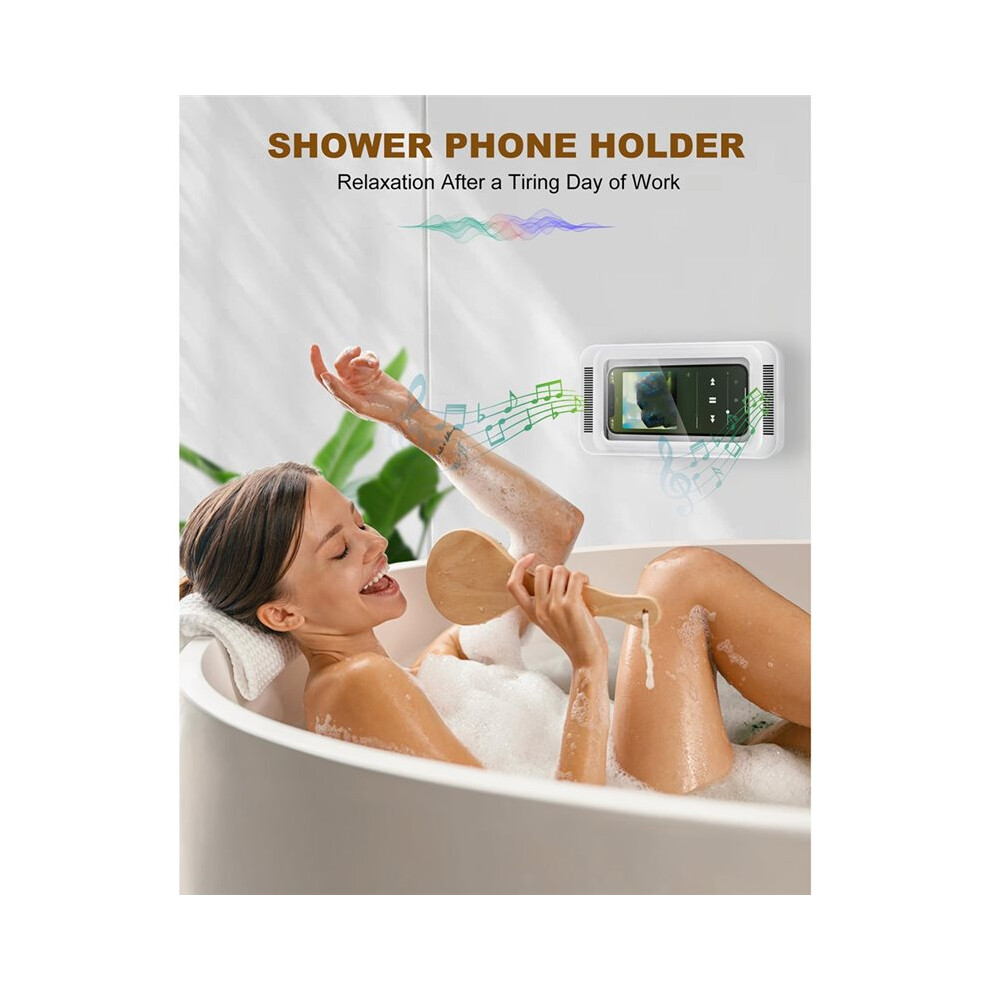 Shower Phone Holder With Speaker 480 Rotation,Wall Phone Mount For Shower Waterproof Anti Fog Shower Case For 4-7"Phones 6032382789796