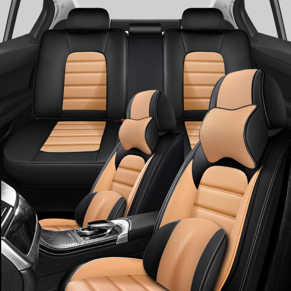 Leather Car Seat Covers For Nissan Juke 2011Â2017, Durable Waterproof AntiâSlip 5ÂSeat And Set Black/Orange 9771547584476
