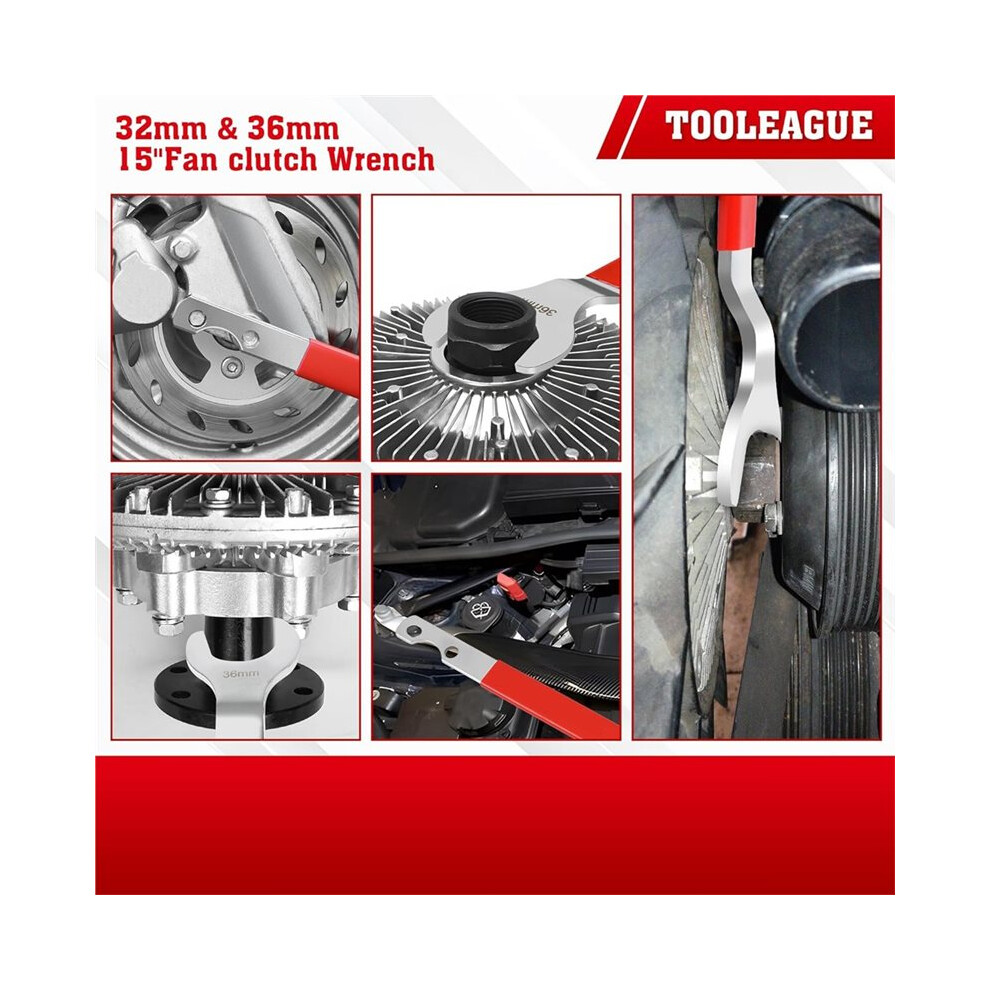 Fan Clutch Wrench Set,32Mm&36Mm Wrenches,Fan Clutch Removal Tool Kit,Water Pump Pulley Holder And Nut Water Hub Removal 6032703860340
