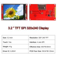2X 3.2Inch ILI9341 SPI LCD Display Touch Panel 320X240 TFT LCD Touch Screen 5V/3.3V STM32 Display Module with Touch Pen